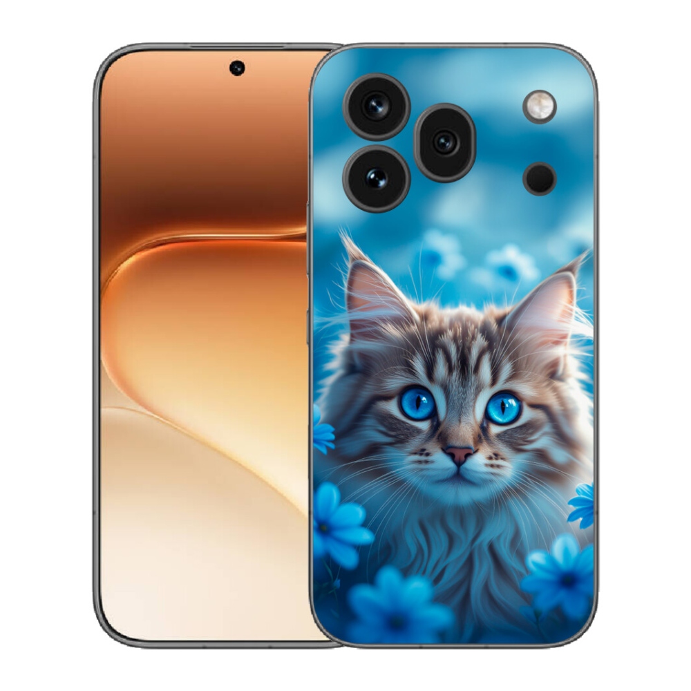 Gelový kryt mmCase na Honor 600 Pro - koťátko v modrých květech