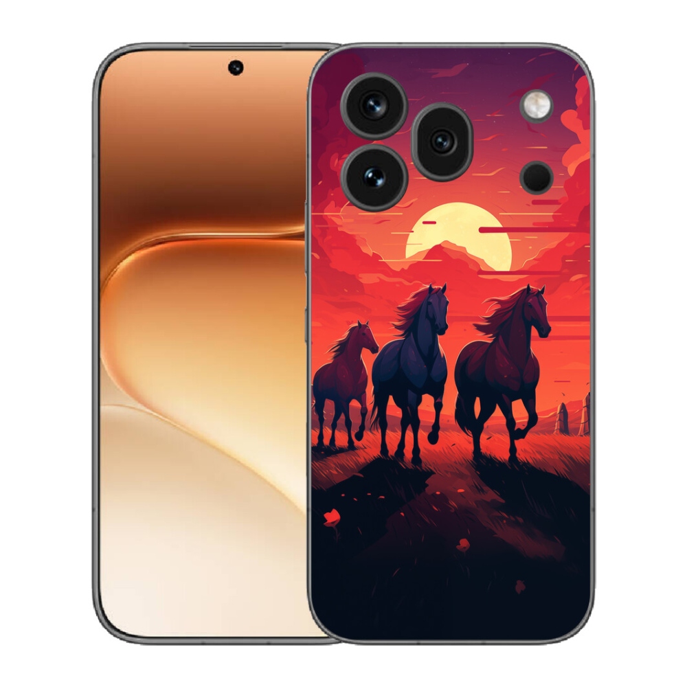 Gelový kryt mmCase na Honor 600 Pro - koně a západ slunce