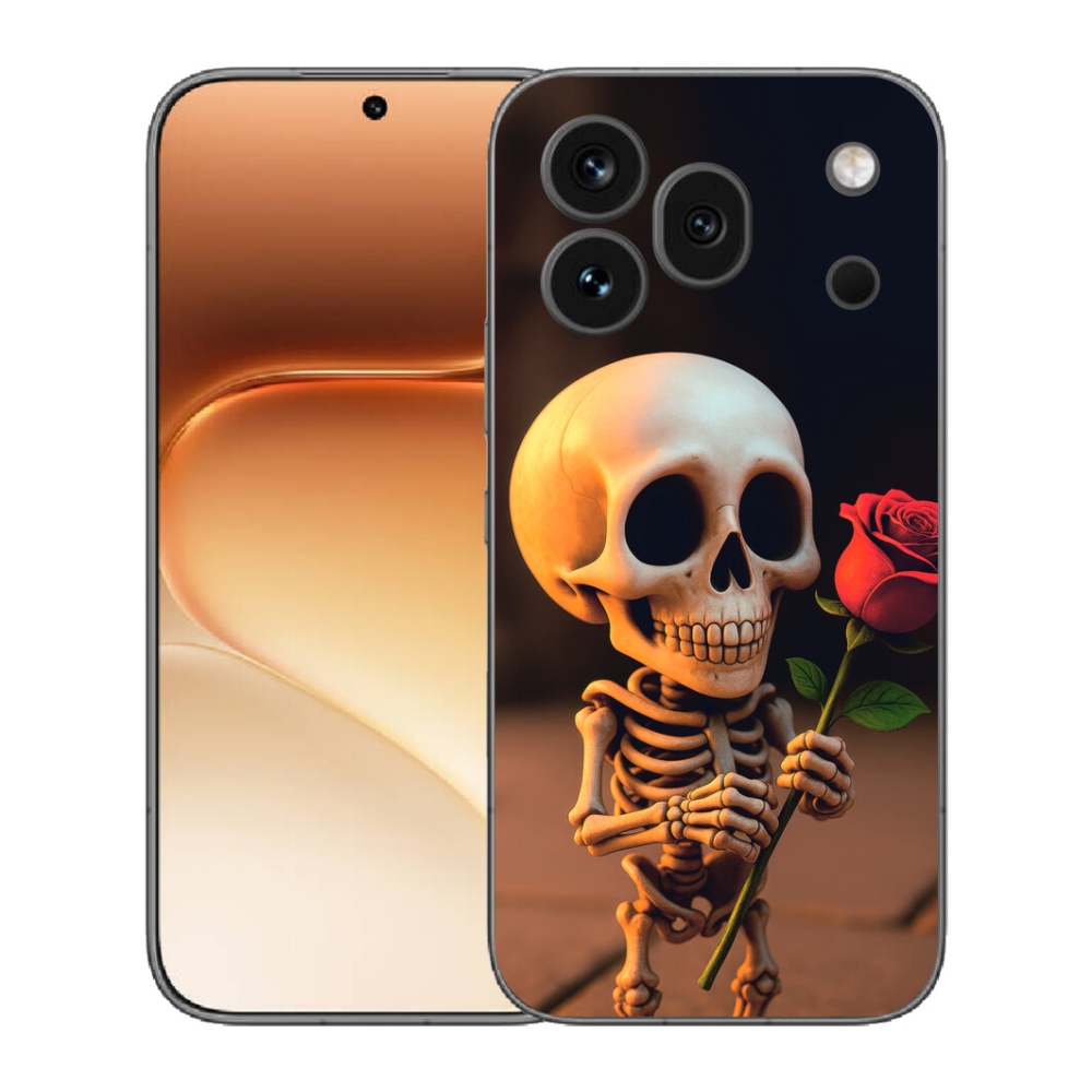 Gelový kryt mmCase na Honor 600 Pro - kostlivec s růží