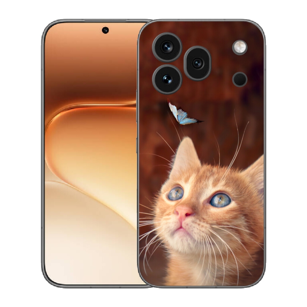 Gelový kryt mmCase na Honor 600 Pro - motýl a kotě