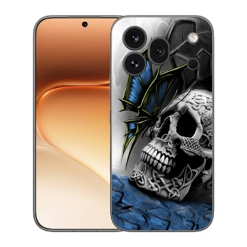 Gelový kryt mmCase na Honor 600 Pro - motýl a lebka