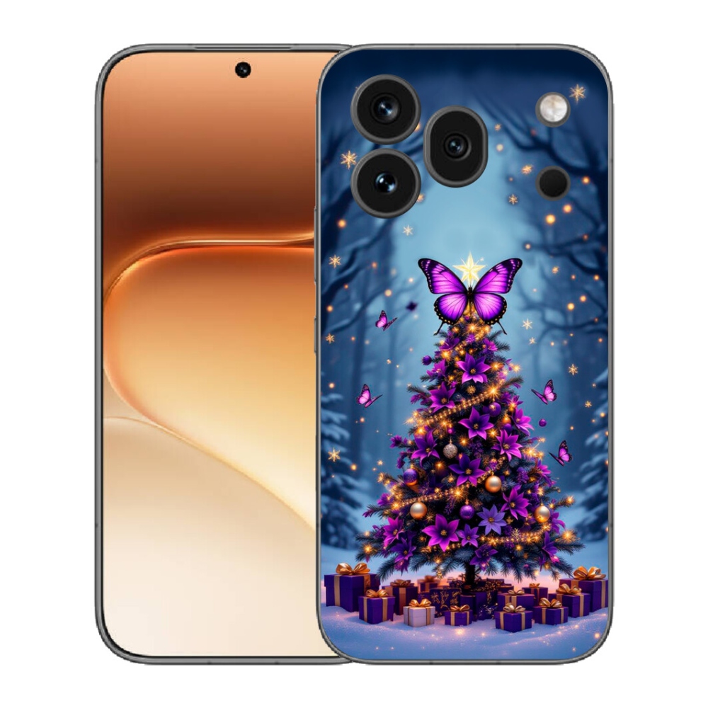 Gelový kryt mmCase na Honor 600 Pro - motýlí vánoční stromek