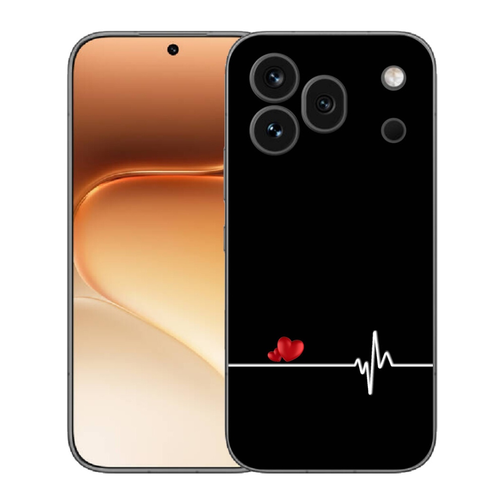Gelový kryt mmCase na Honor 600 Pro - srdce a tep černé pozadí