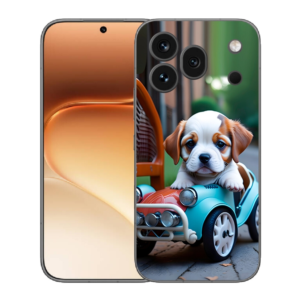 Gelový kryt mmCase na Honor 600 Pro - štěně v retro autě