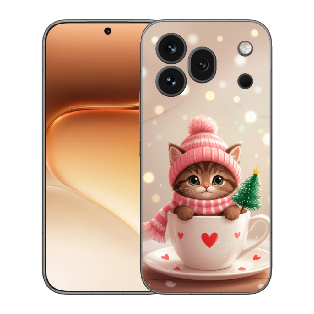 Gelový kryt mmCase na Honor 600 Pro - vánoční kotě v hrnku