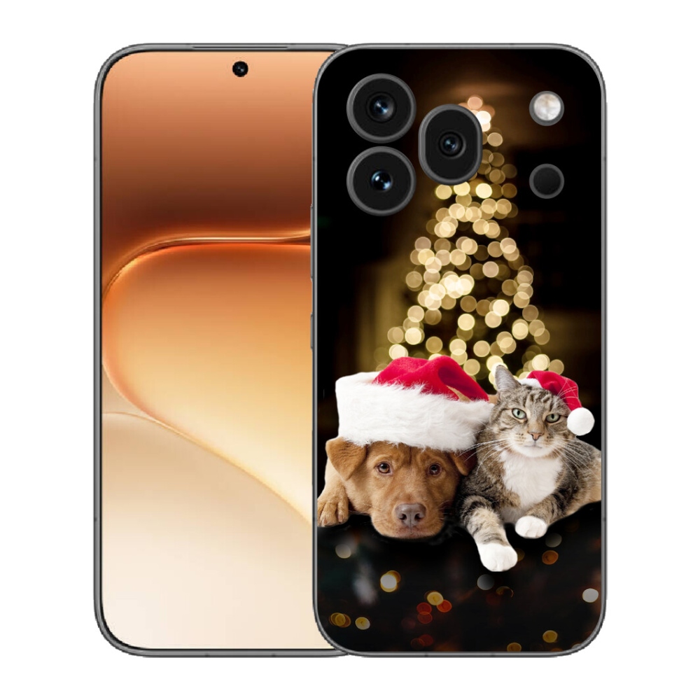 Gelový kryt mmCase na Honor 600 Pro - vánoční pes a kočka
