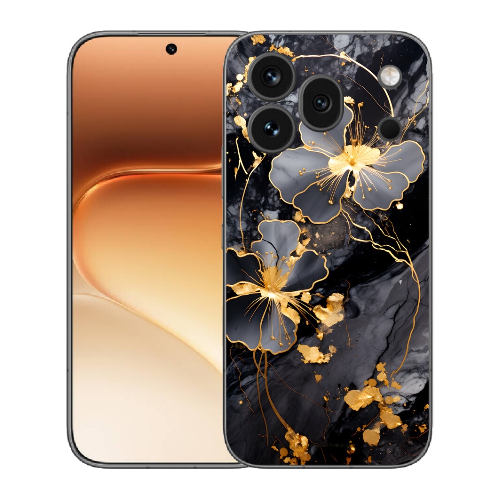 Gelový kryt mmCase na Honor 600 Pro - zlaté květy