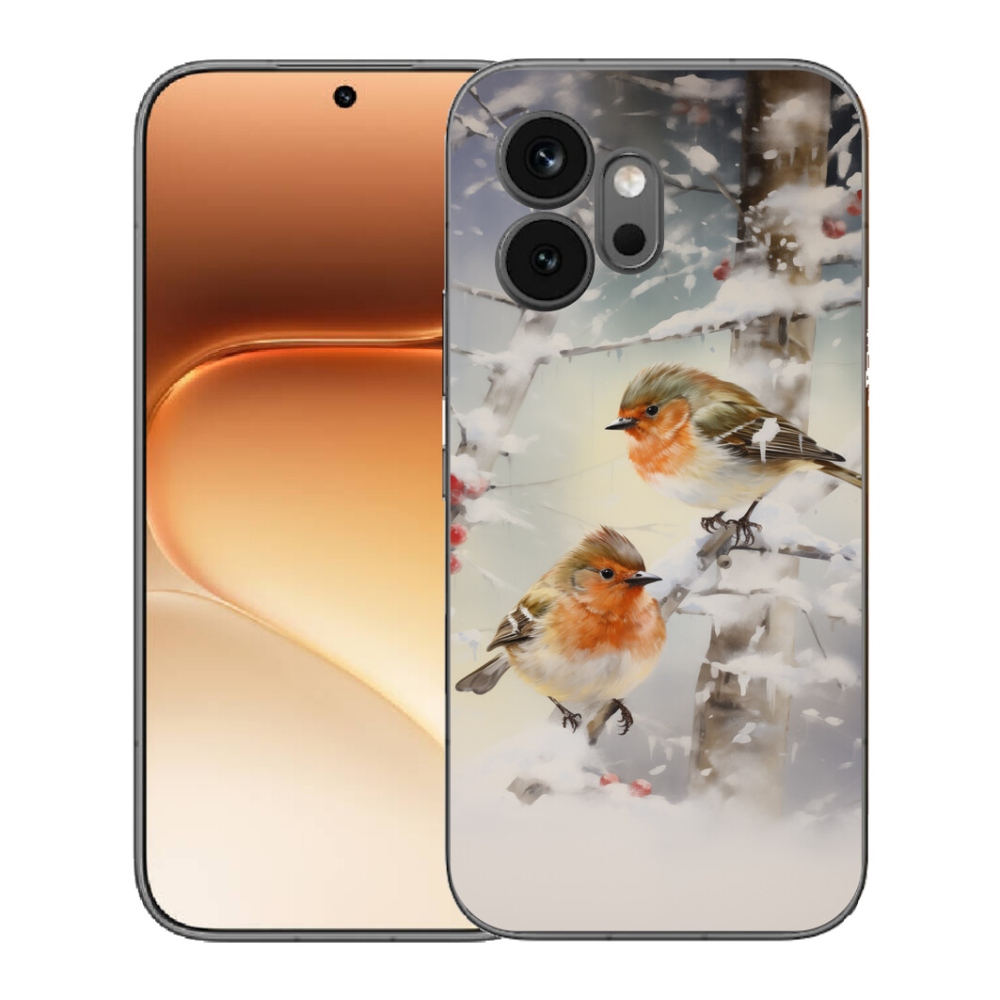 Gelový kryt mmCase na Honor 600 - ptáčci v zimě