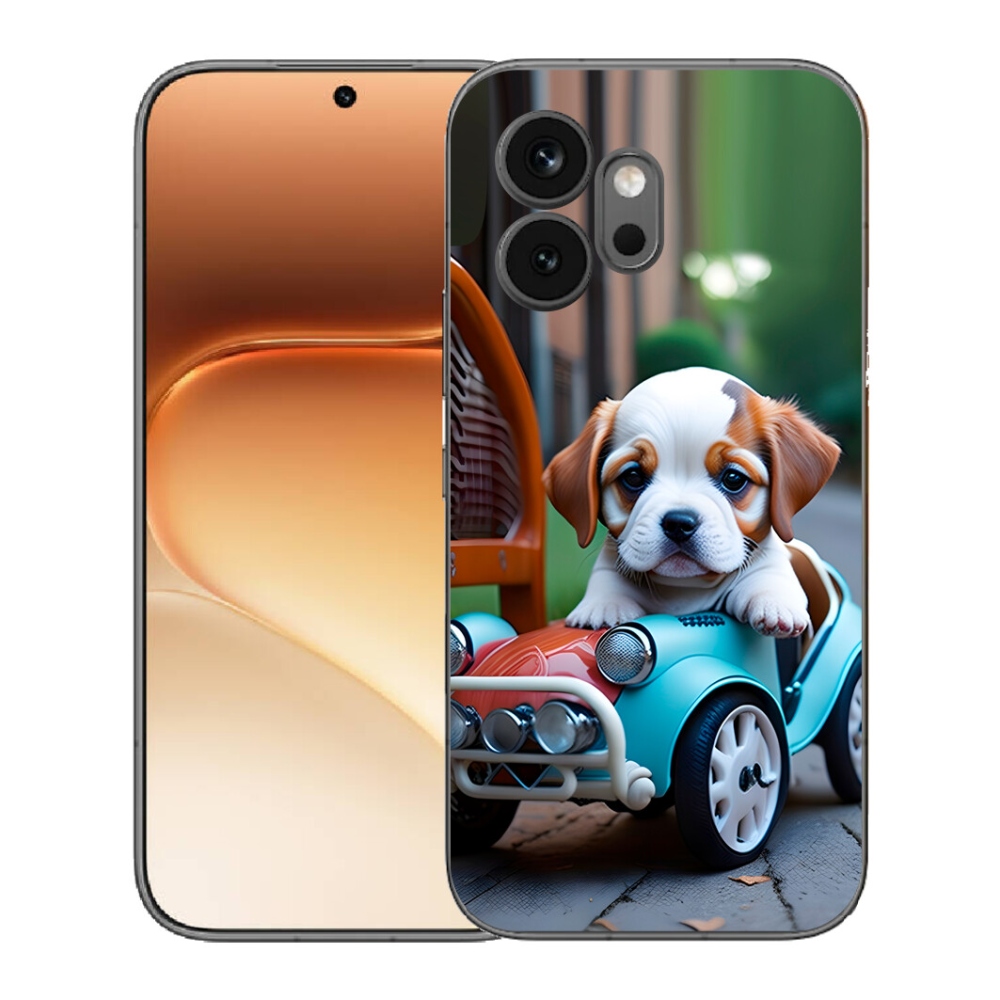 Gelový kryt mmCase na Honor 600 - štěně v retro autě