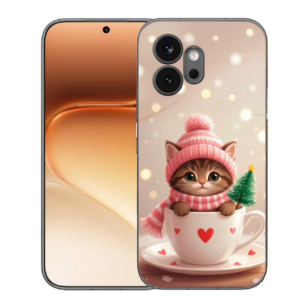 Gelový kryt mmCase na Honor 600 - vánoční kotě v hrnku