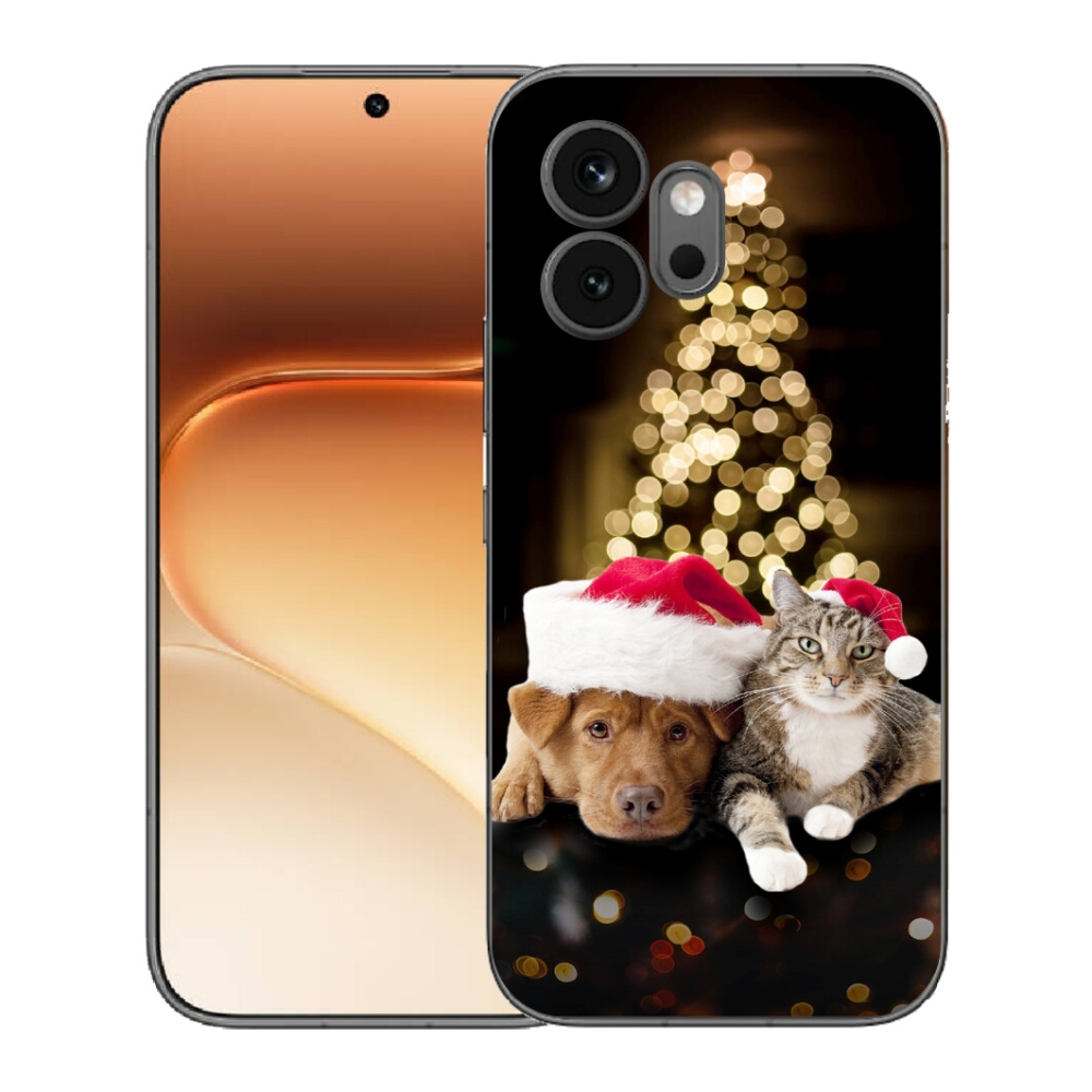 Gelový kryt mmCase na Honor 600 - vánoční pes a kočka