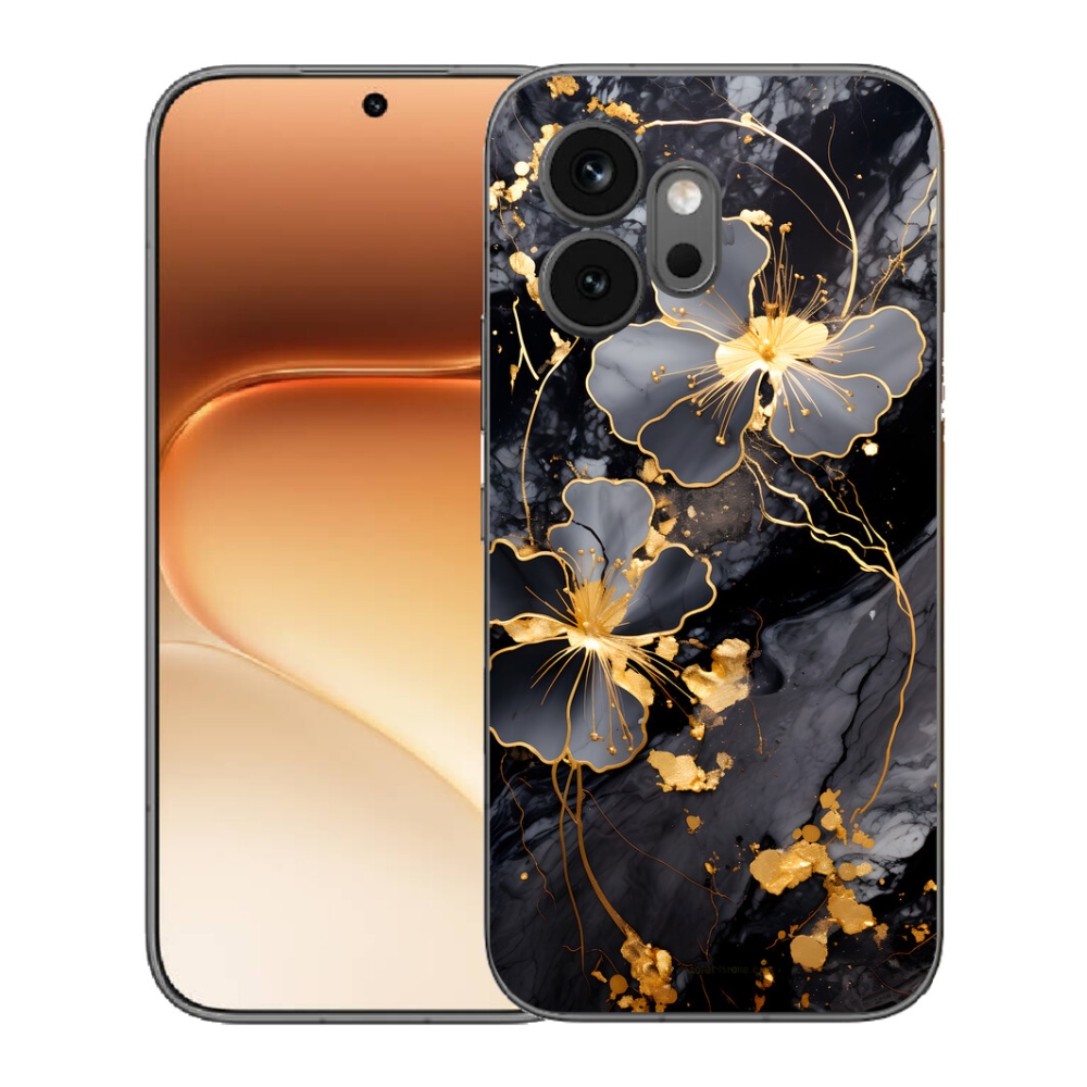 Gelový kryt mmCase na Honor 600 - zlaté květy