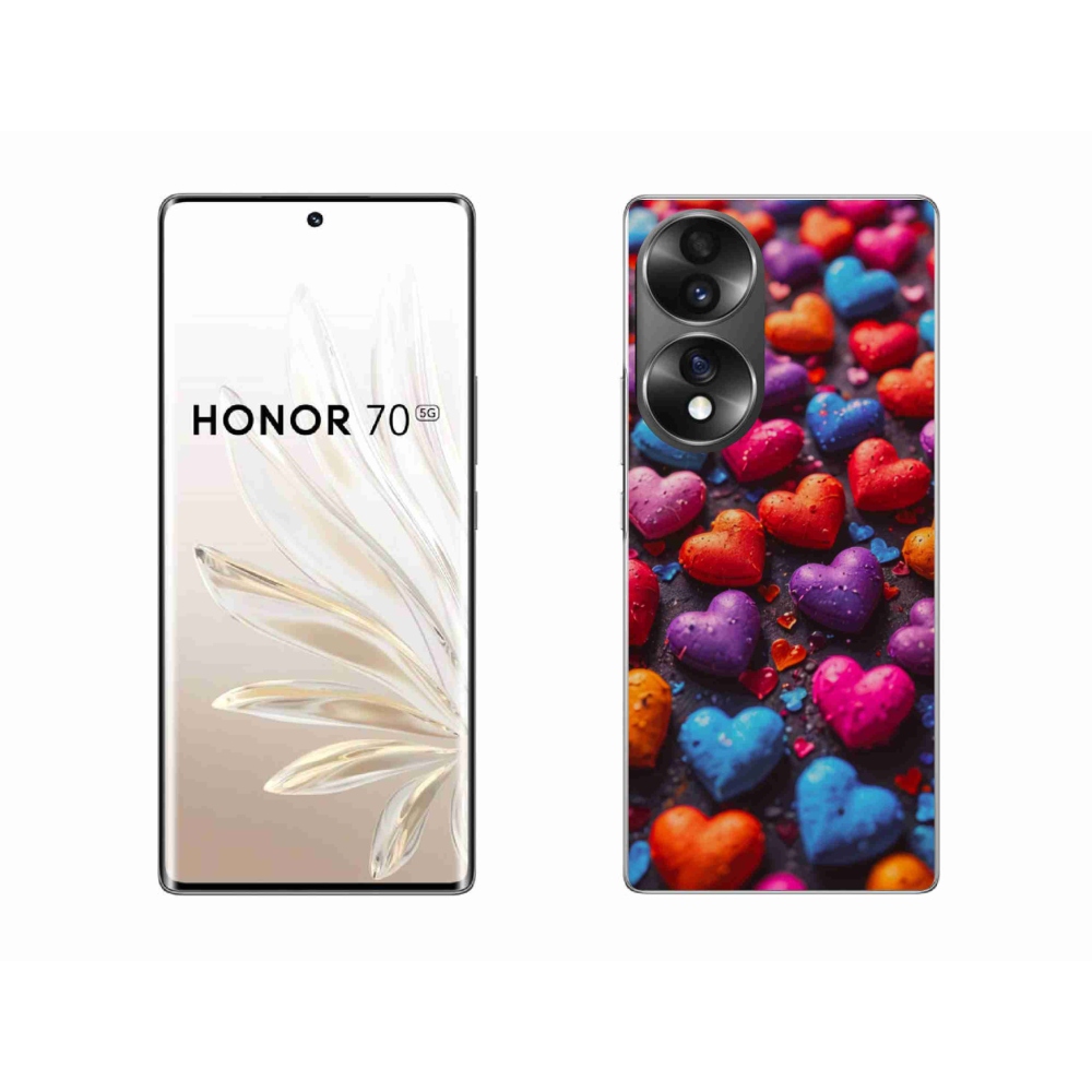 Gelový kryt mmCase na Honor 70 - barevná srdce