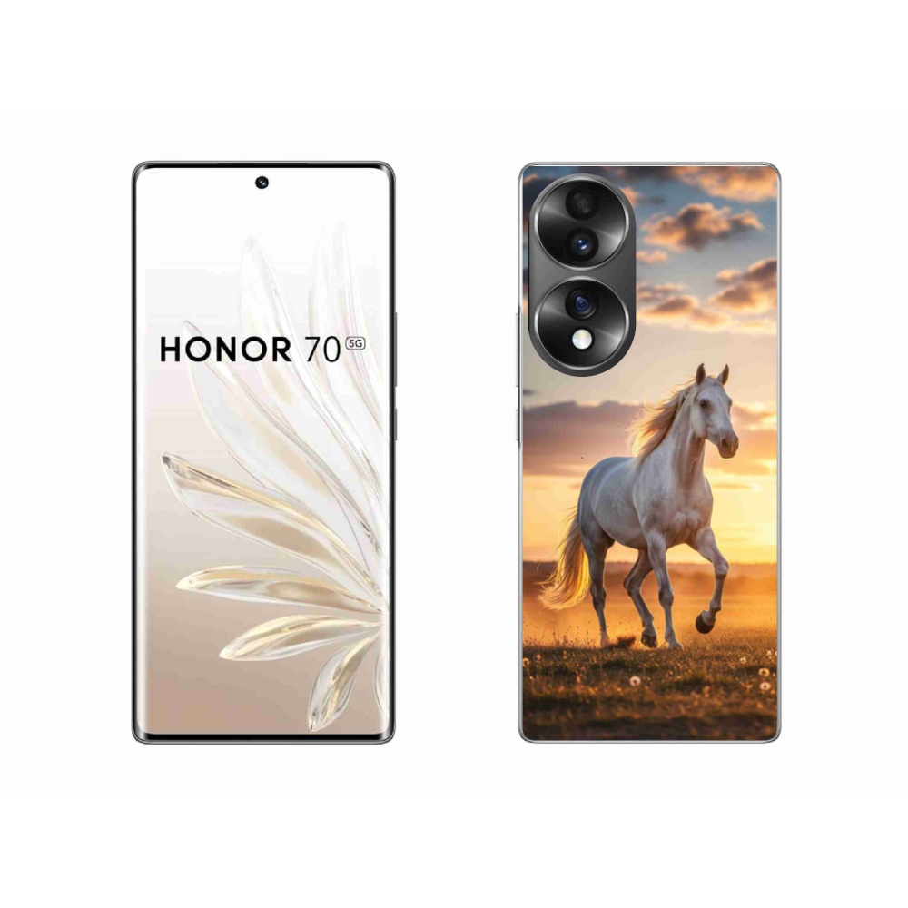 Gelový kryt mmCase na Honor 70 - běžící bílý kůň 2