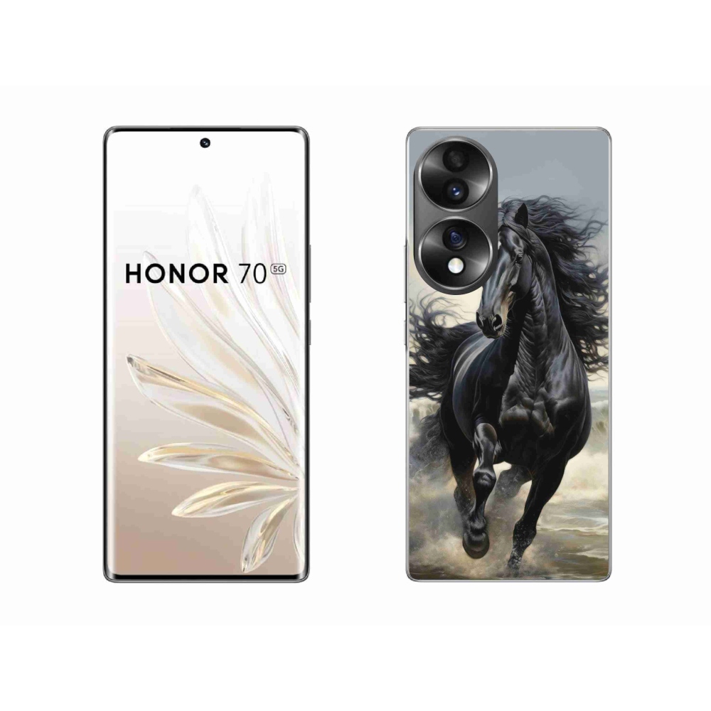 Gelový kryt mmCase na Honor 70 - běžící černý kůň