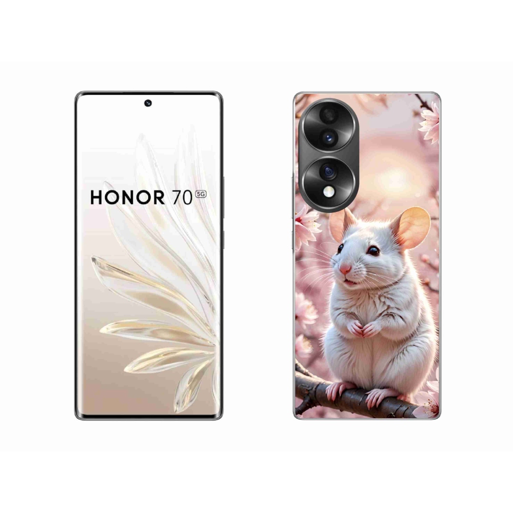 Gelový kryt mmCase na Honor 70 - bílá myš na větvi