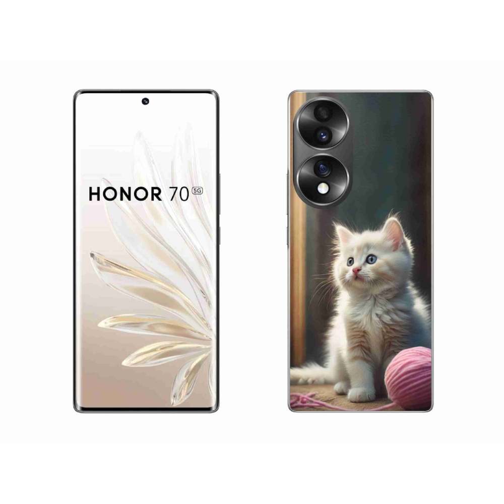 Gelový kryt mmCase na Honor 70 - bílé kotě 2
