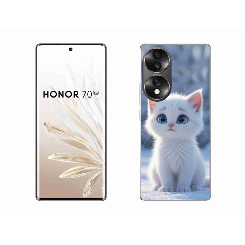 Gelový kryt mmCase na Honor 70 - bílé kotě 3