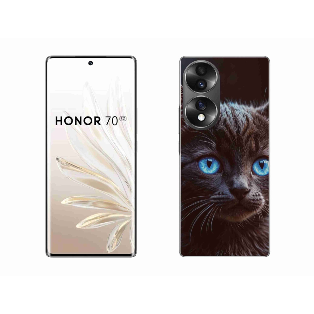 Gelový kryt mmCase na Honor 70 - černé kotě 2