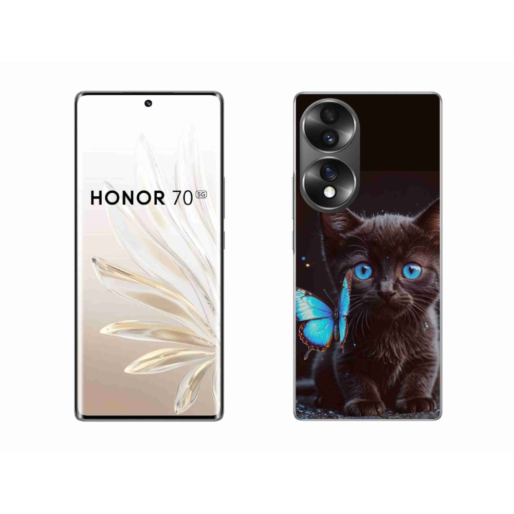 Gelový kryt mmCase na Honor 70 - černé kotě 3