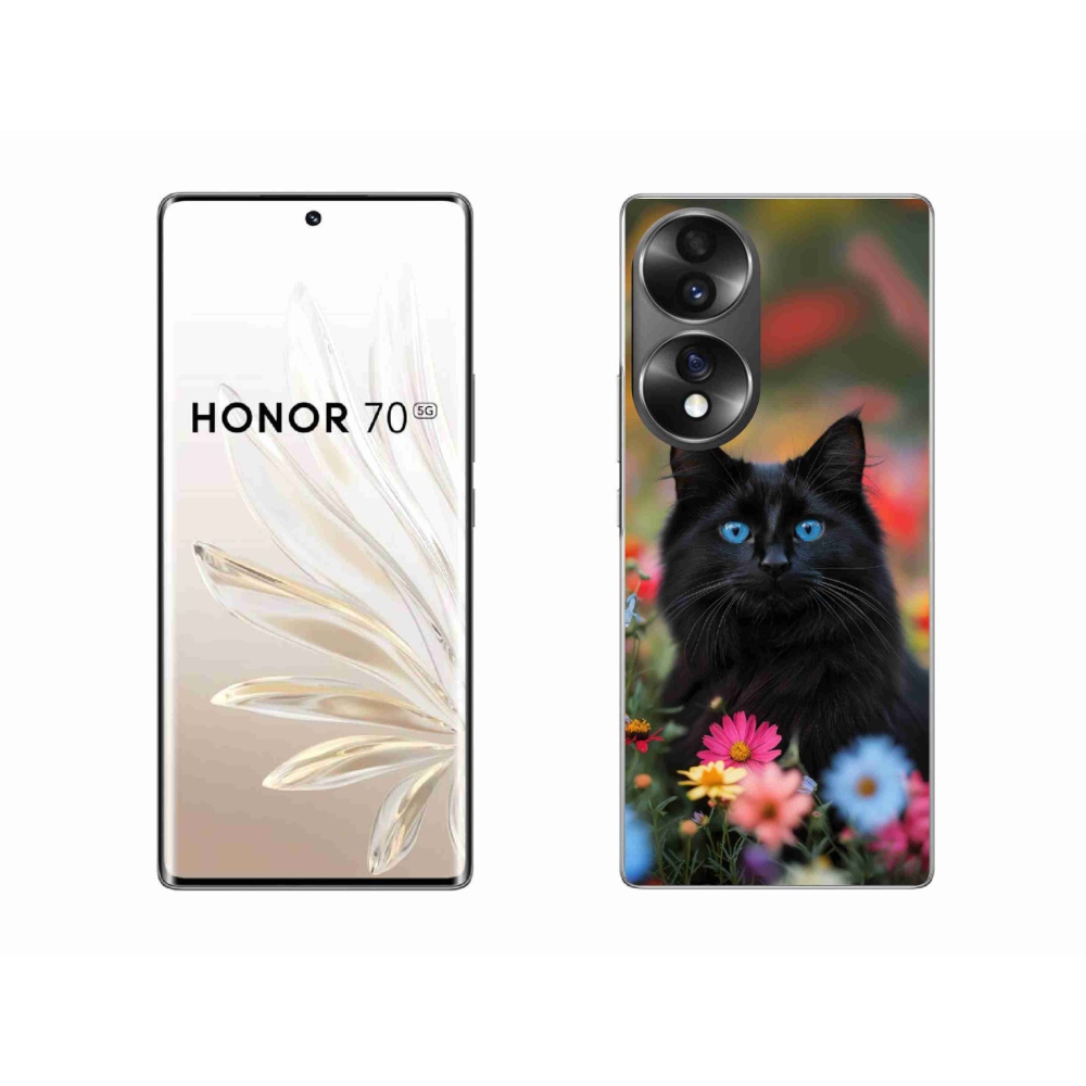 Gelový kryt mmCase na Honor 70 - černé kotě 4