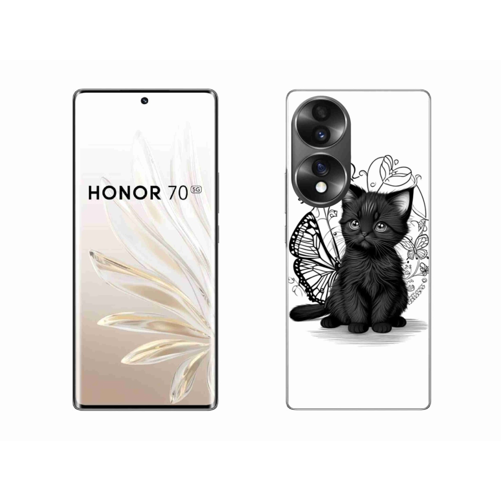 Gelový kryt mmCase na Honor 70 - černé kotě