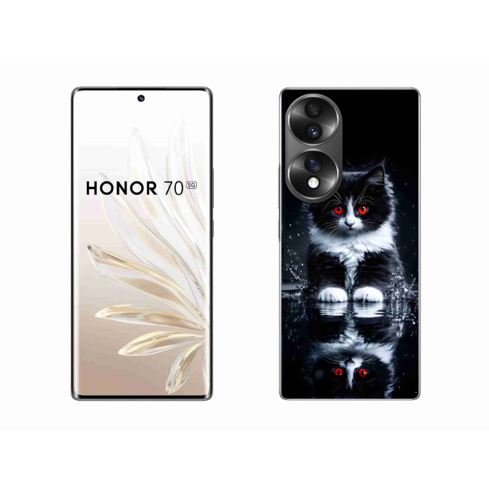Gelový kryt mmCase na Honor 70 - černobílé kotě