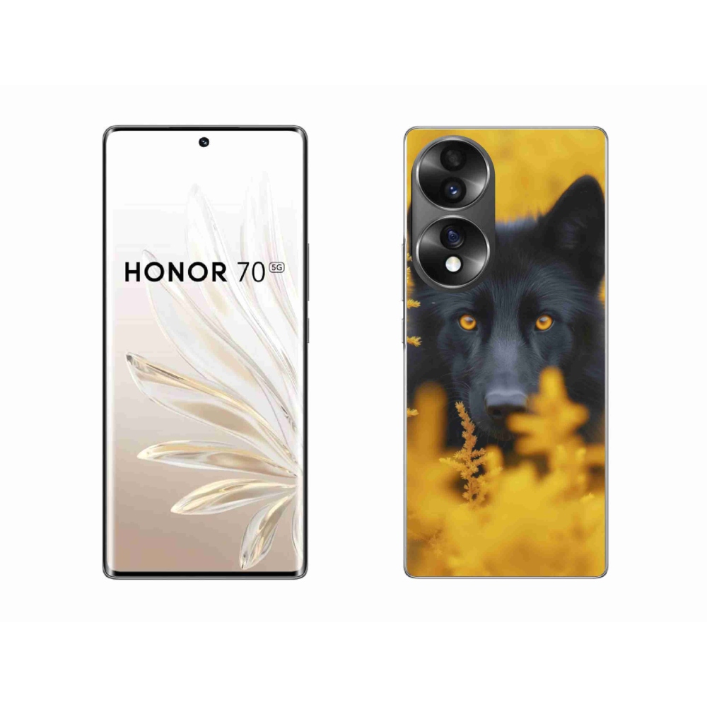 Gelový kryt mmCase na Honor 70 - černý vlk 2