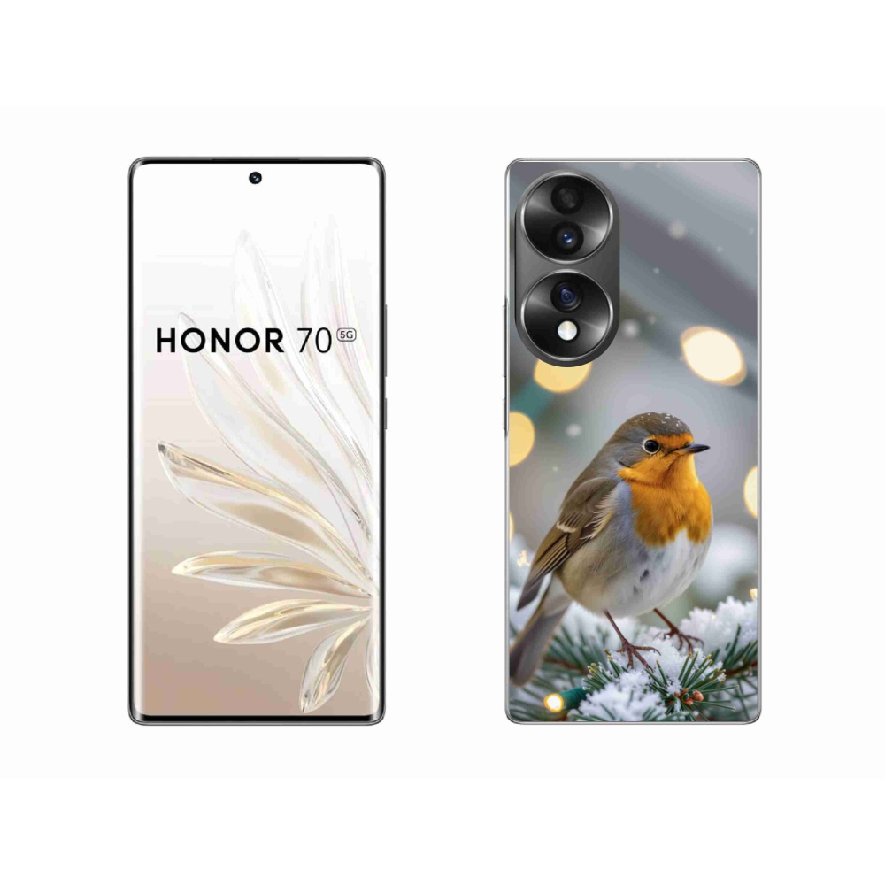 Gelový kryt mmCase na Honor 70 - červenka v zimě