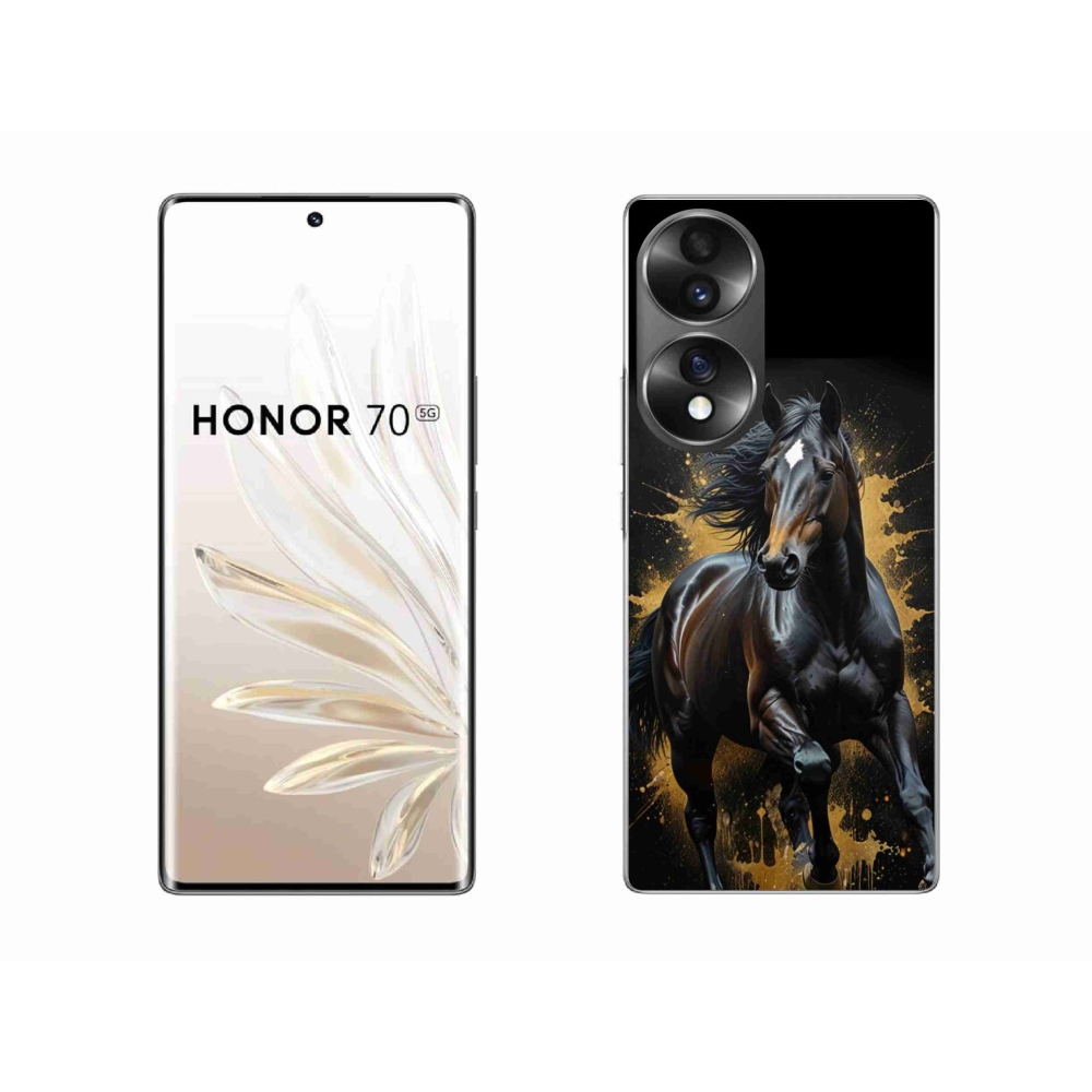 Gelový kryt mmCase na Honor 70 - elegantní černý hřebec