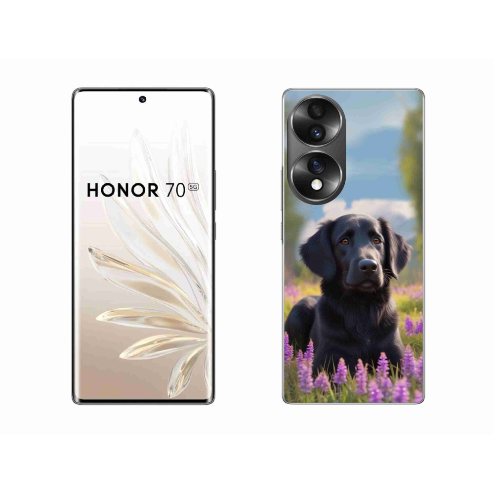Gelový kryt mmCase na Honor 70 - elegantní černý retrívr