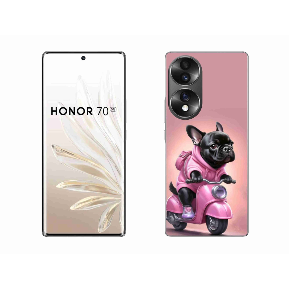 Gelový kryt mmCase na Honor 70 - francouzský buldoček na skútru