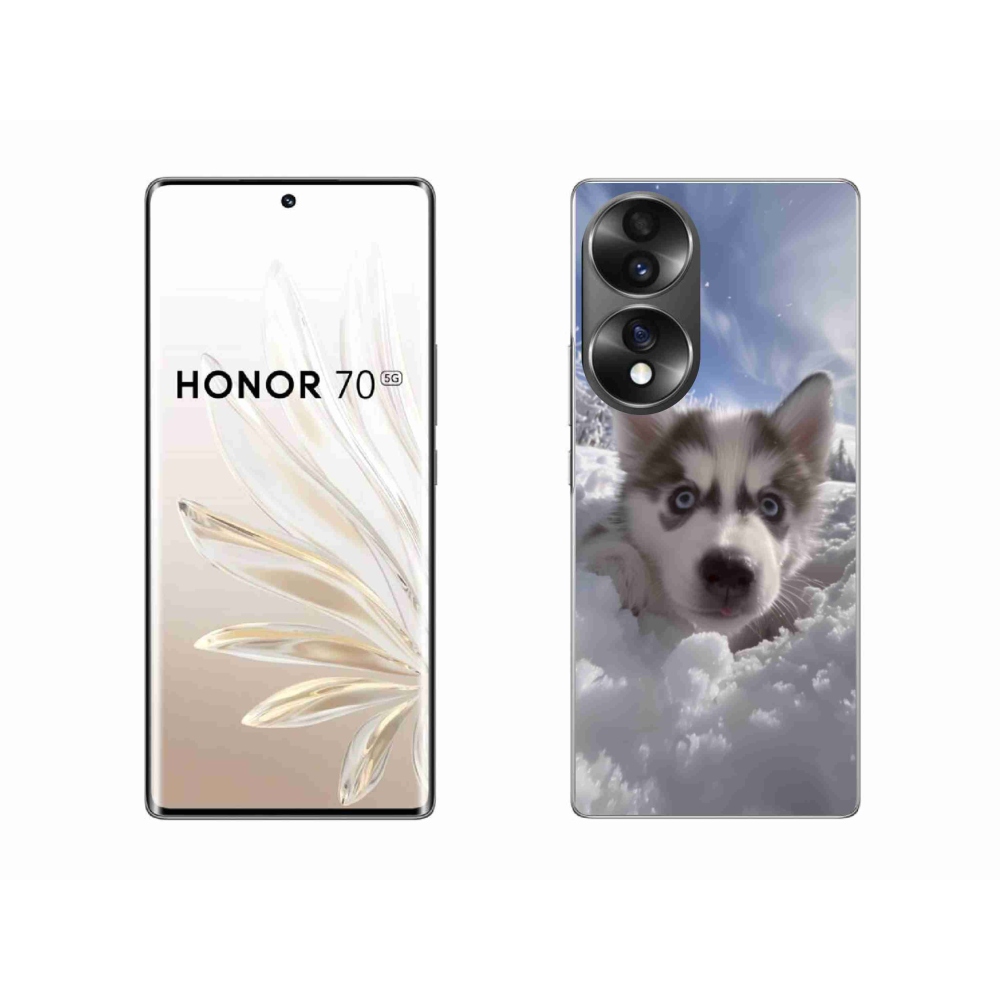 Gelový kryt mmCase na Honor 70 - husky ve sněhu
