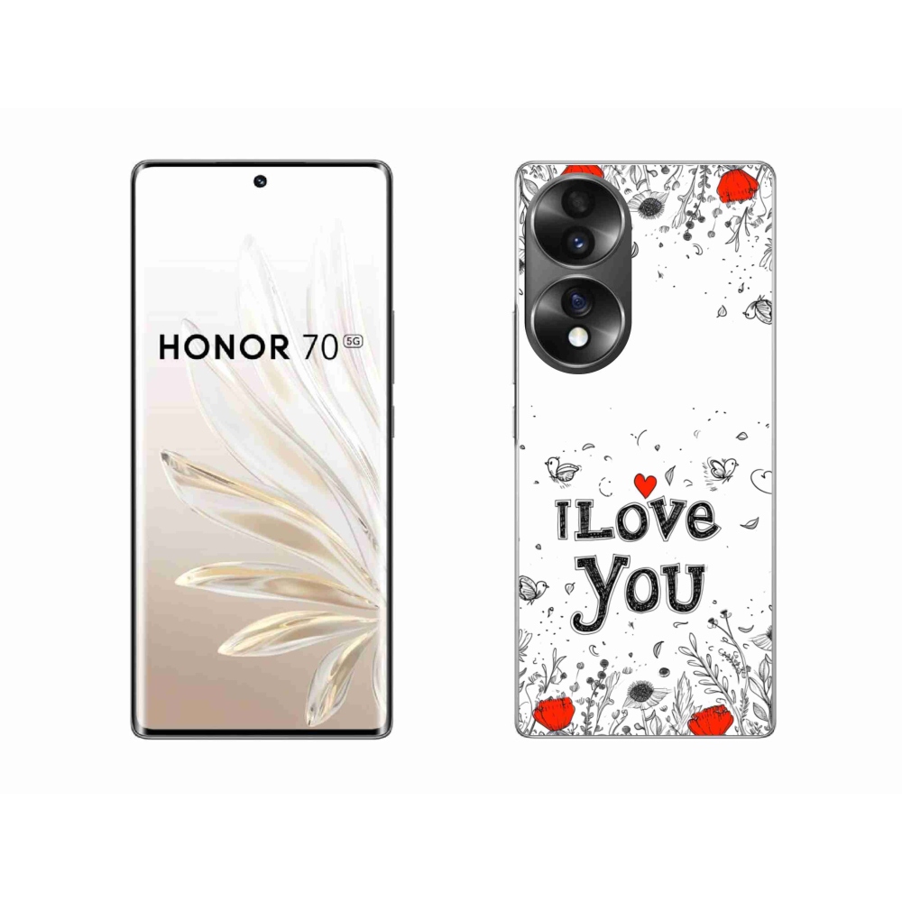 Gelový kryt mmCase na Honor 70 - I love you bílé pozadí