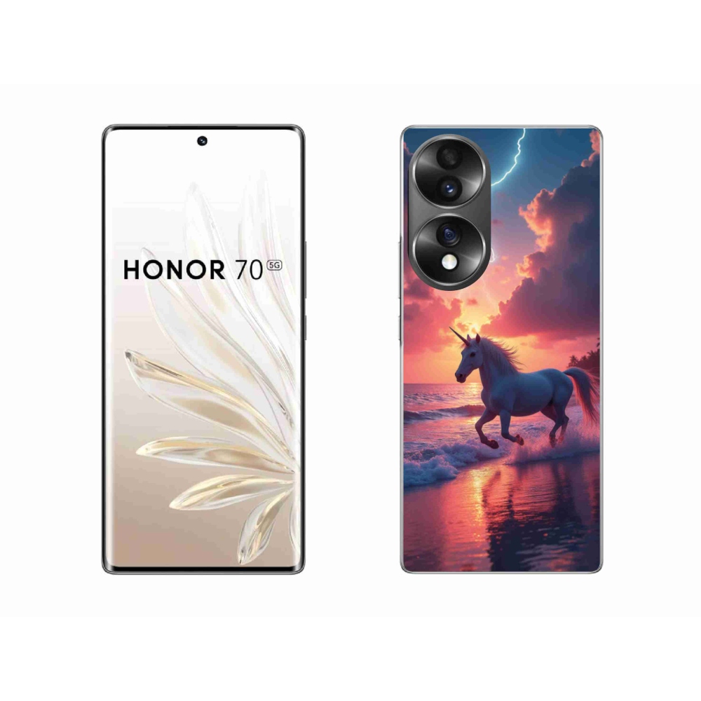 Gelový kryt mmCase na Honor 70 - jednorožec na pláži