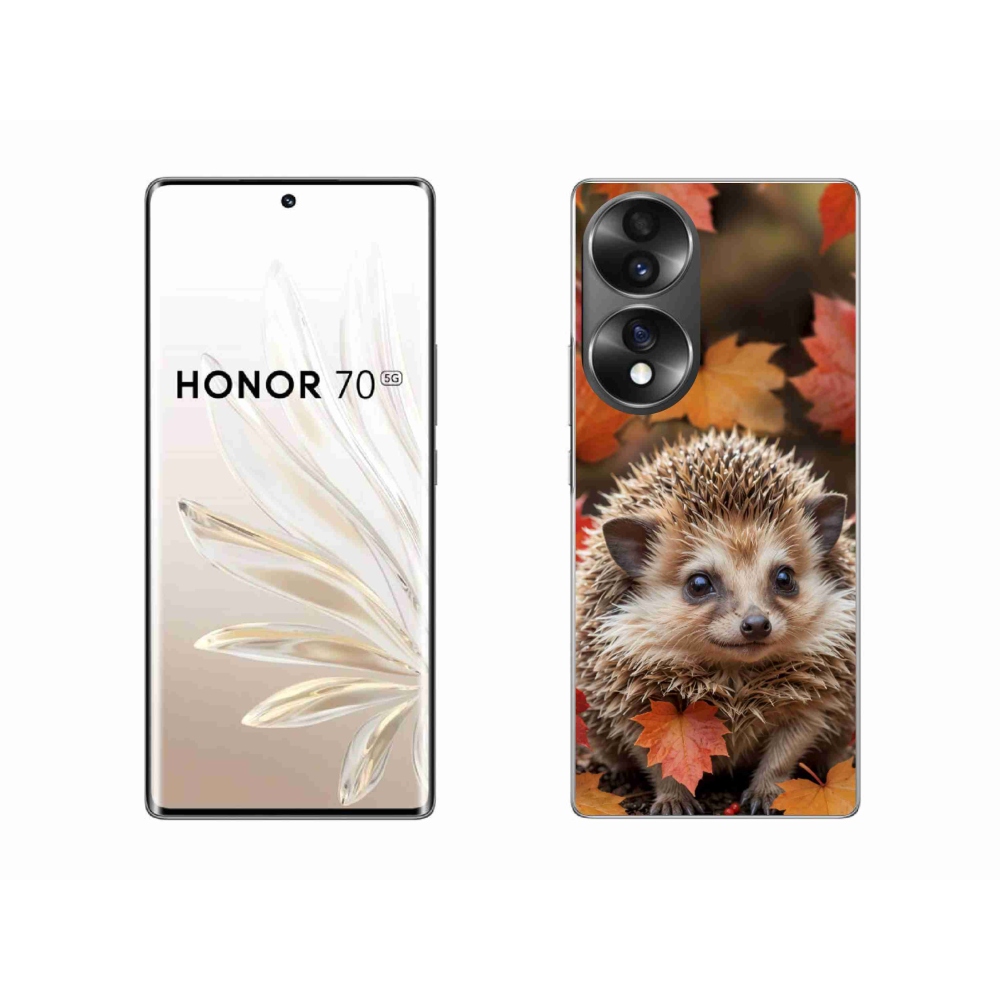 Gelový kryt mmCase na Honor 70 - ježek v listí