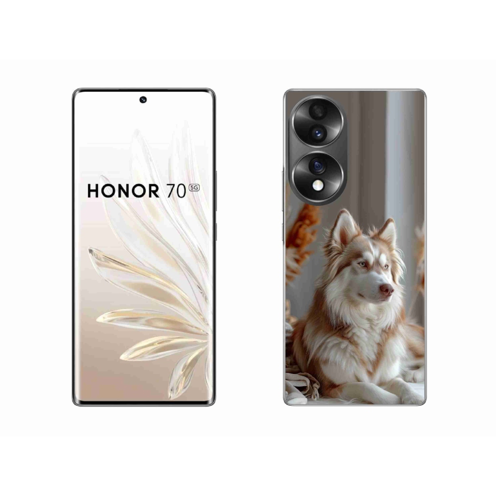 Gelový kryt mmCase na Honor 70 - klidný sibiřský husky