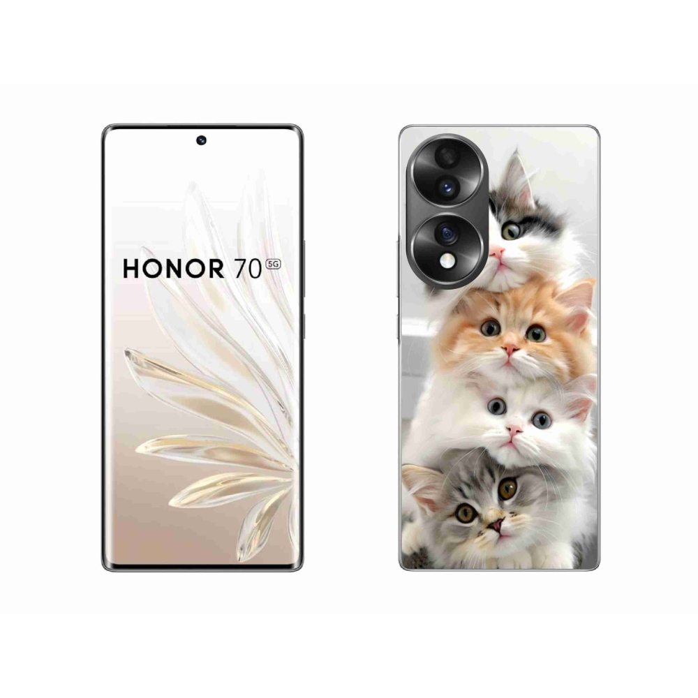 Gelový kryt mmCase na Honor 70 - kočičí parta