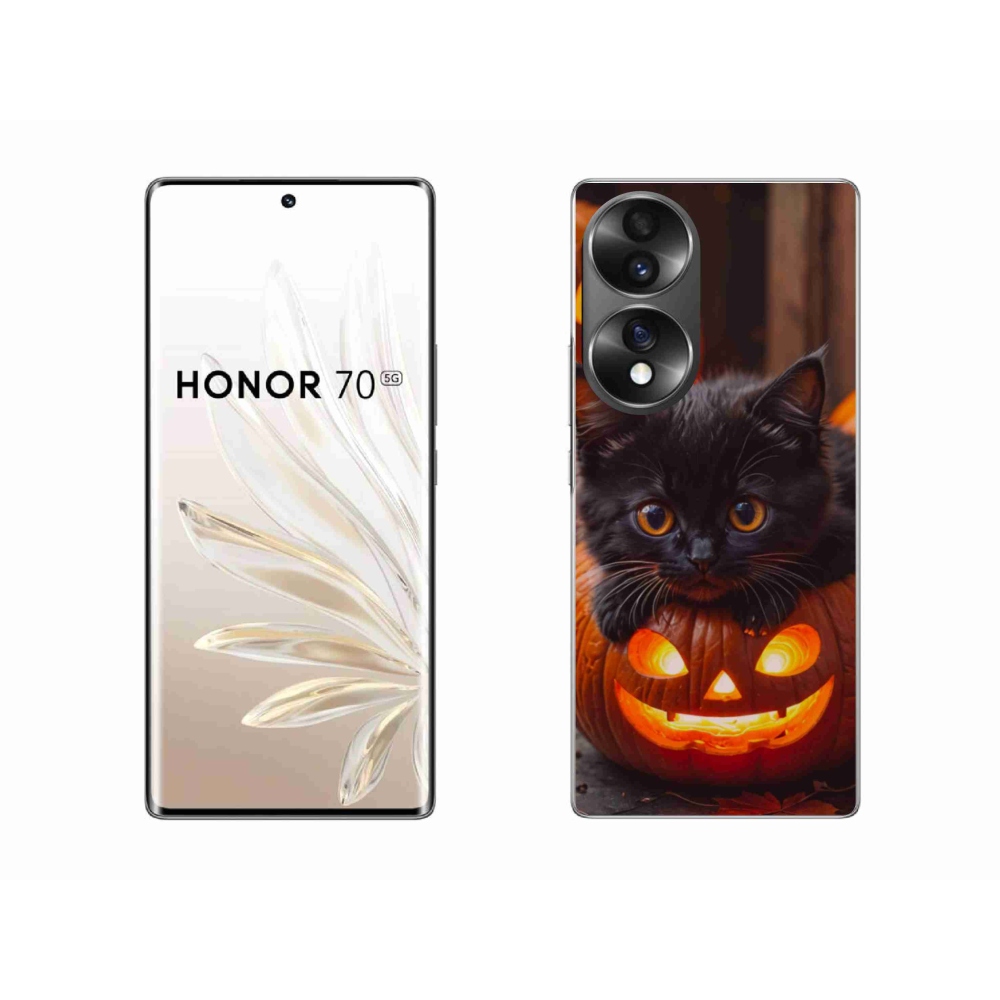 Gelový kryt mmCase na Honor 70 - kotě a dýně