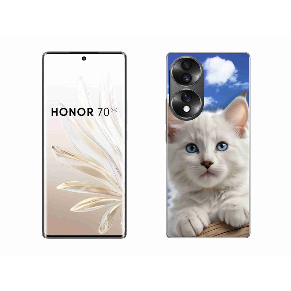 Gelový kryt mmCase na Honor 70 - kotě a oblaka