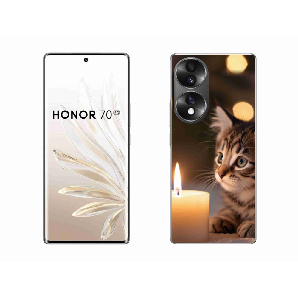Gelový kryt mmCase na Honor 70 - kotě a svíčka
