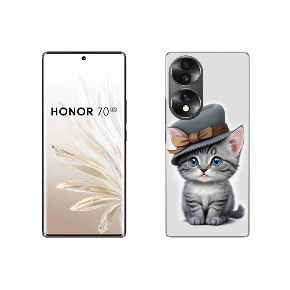 Gelový kryt mmCase na Honor 70 - kotě s kloboukem