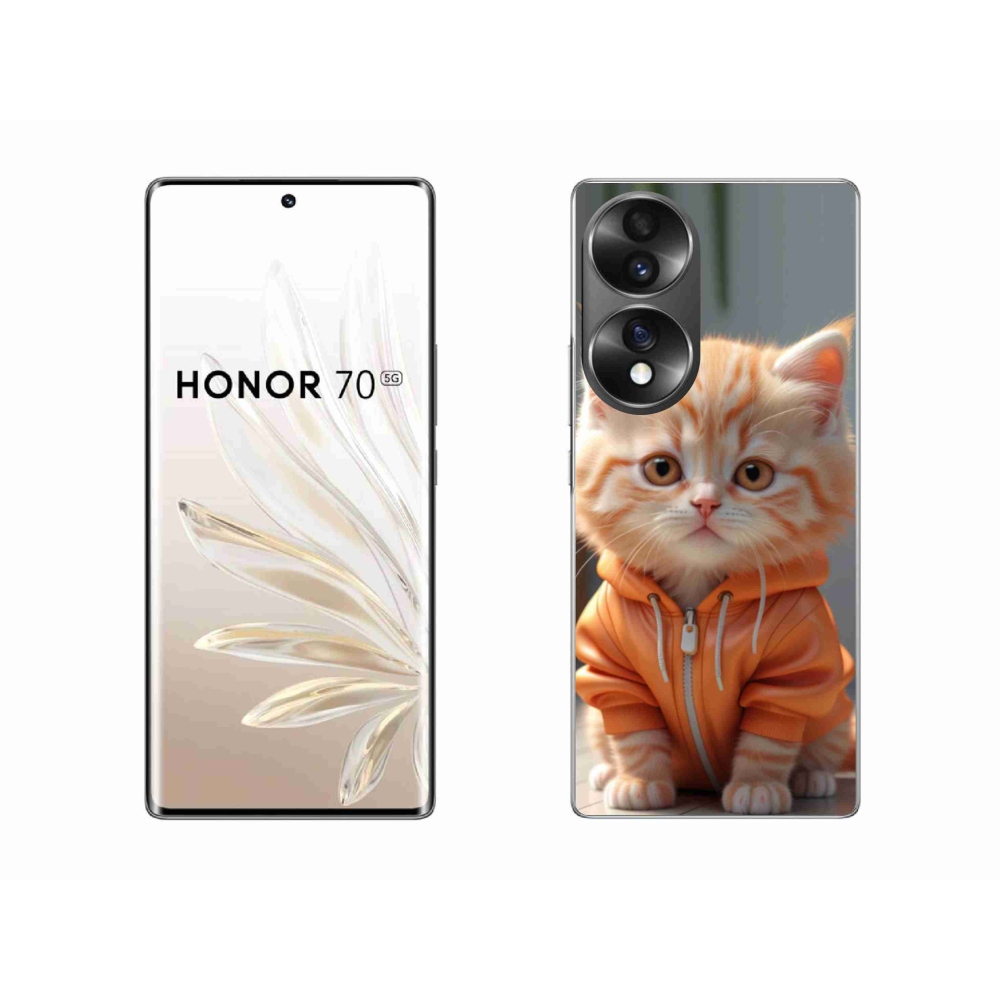 Gelový kryt mmCase na Honor 70 - kotě v mikině