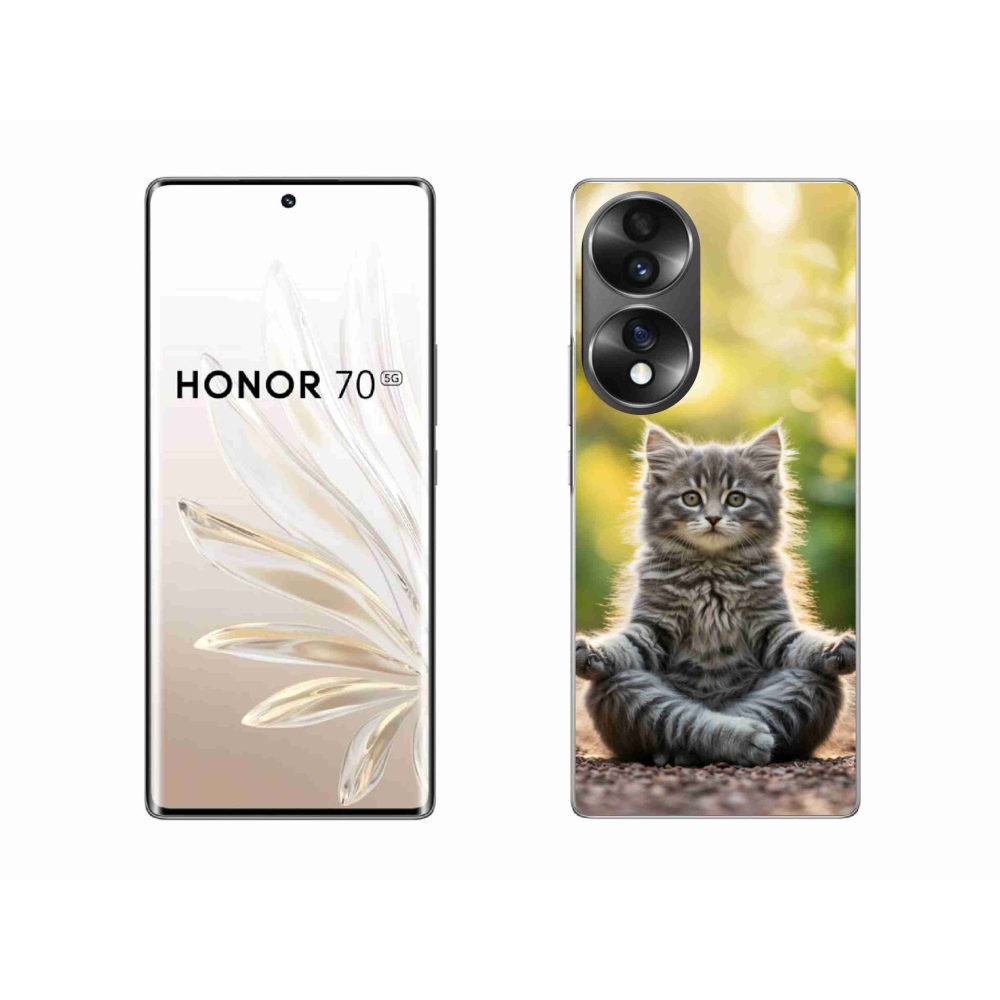Gelový kryt mmCase na Honor 70 - meditující kotě
