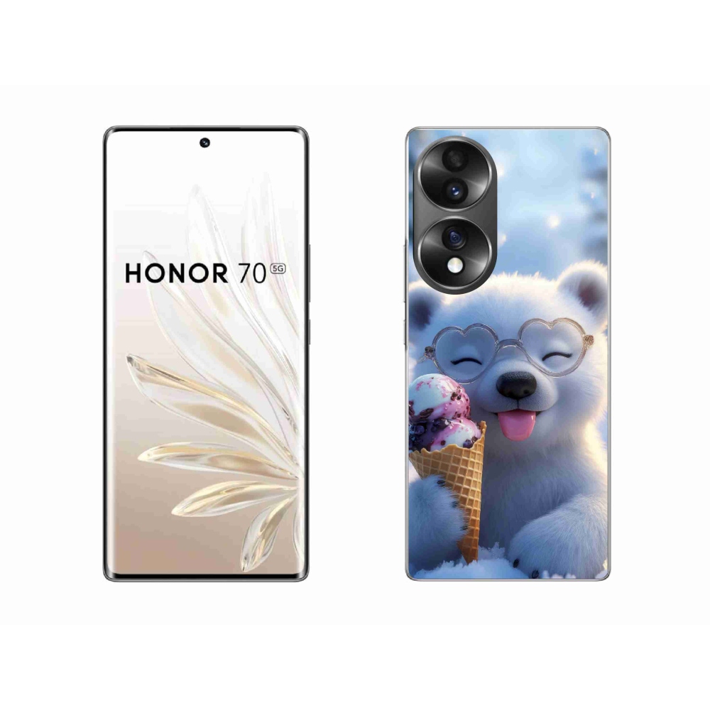 Gelový kryt mmCase na Honor 70 - medvídek se zmrzlinou