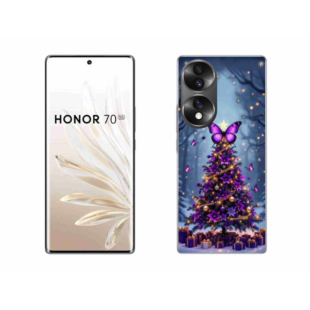 Gelový kryt mmCase na Honor 70 - motýlí vánoční stromek