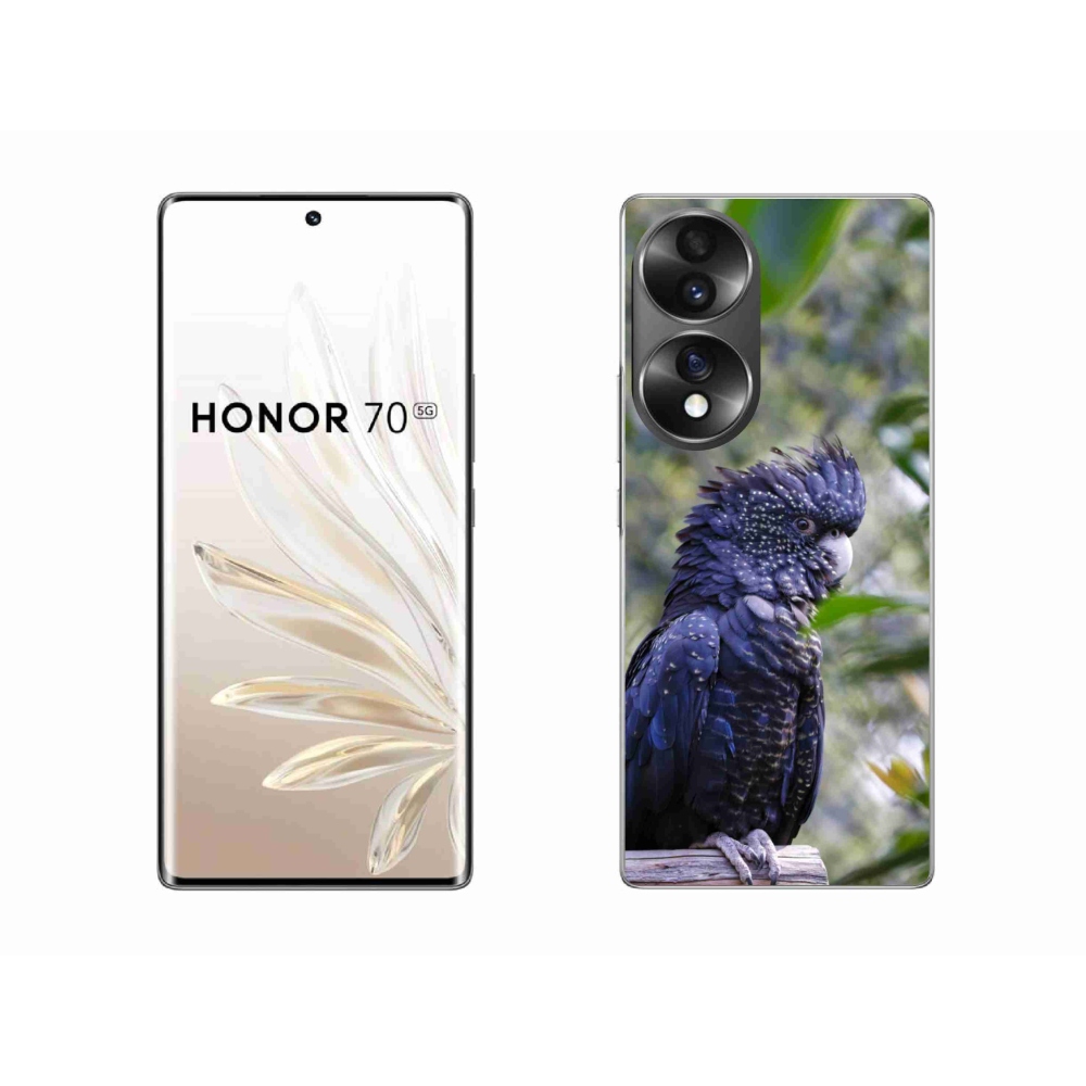 Gelový kryt mmCase na Honor 70 - papoušek kakadu černý