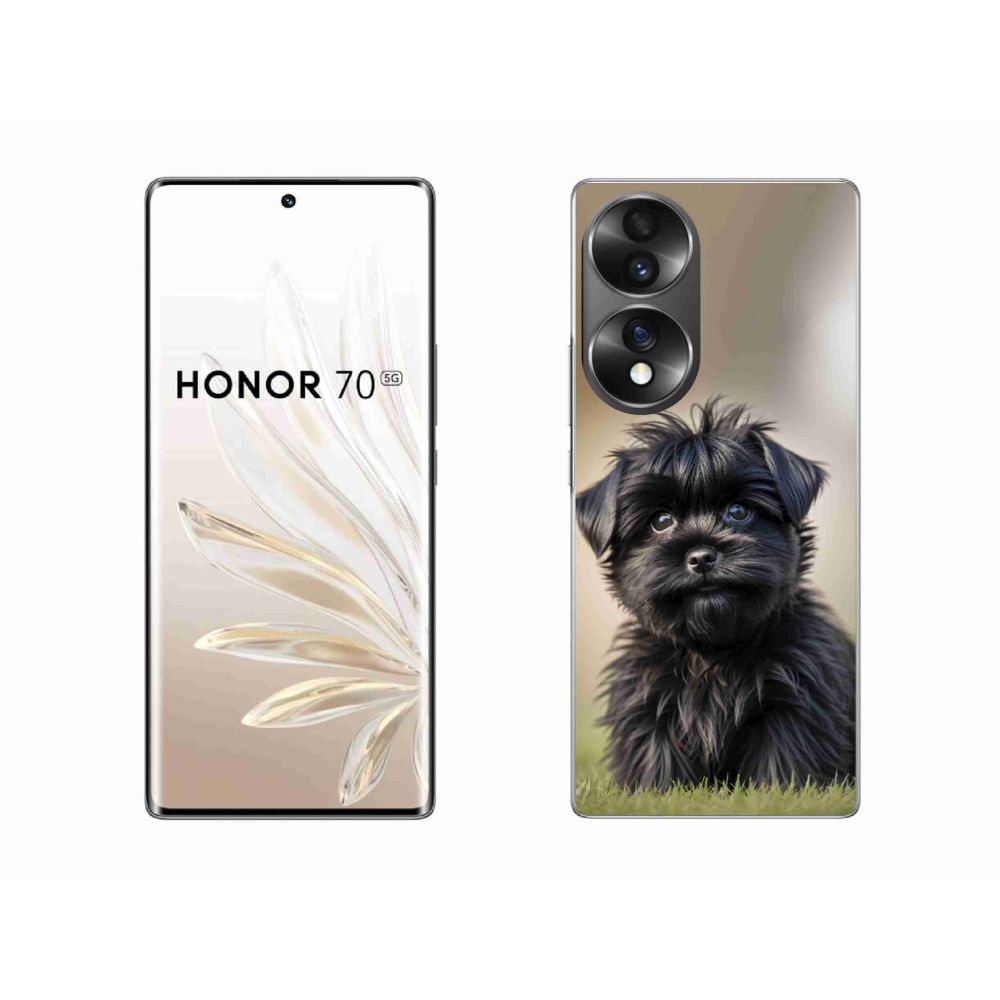 Gelový kryt mmCase na Honor 70 - roztomilý černý pejsek