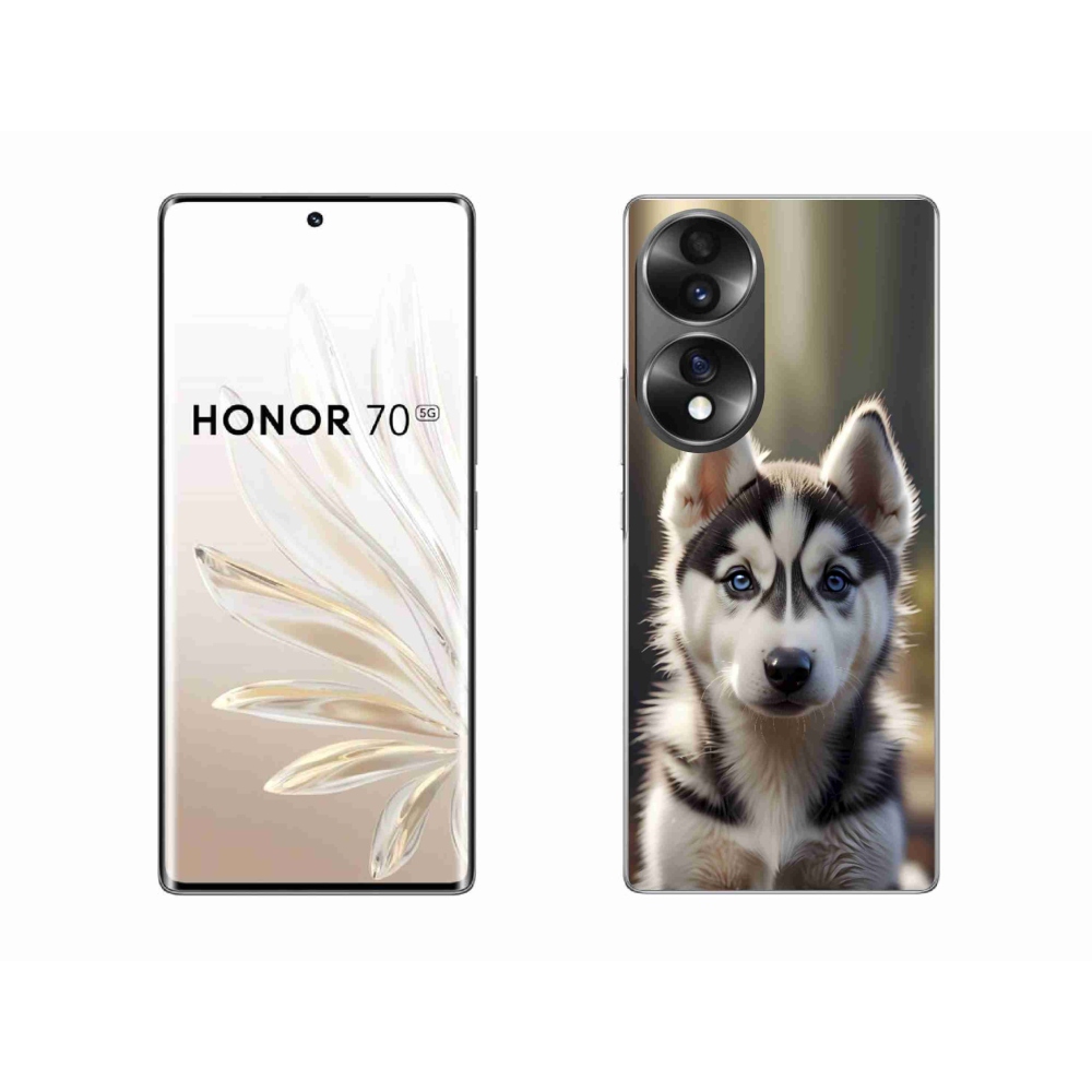 Gelový kryt mmCase na Honor 70 - roztomilý sibiřský husky