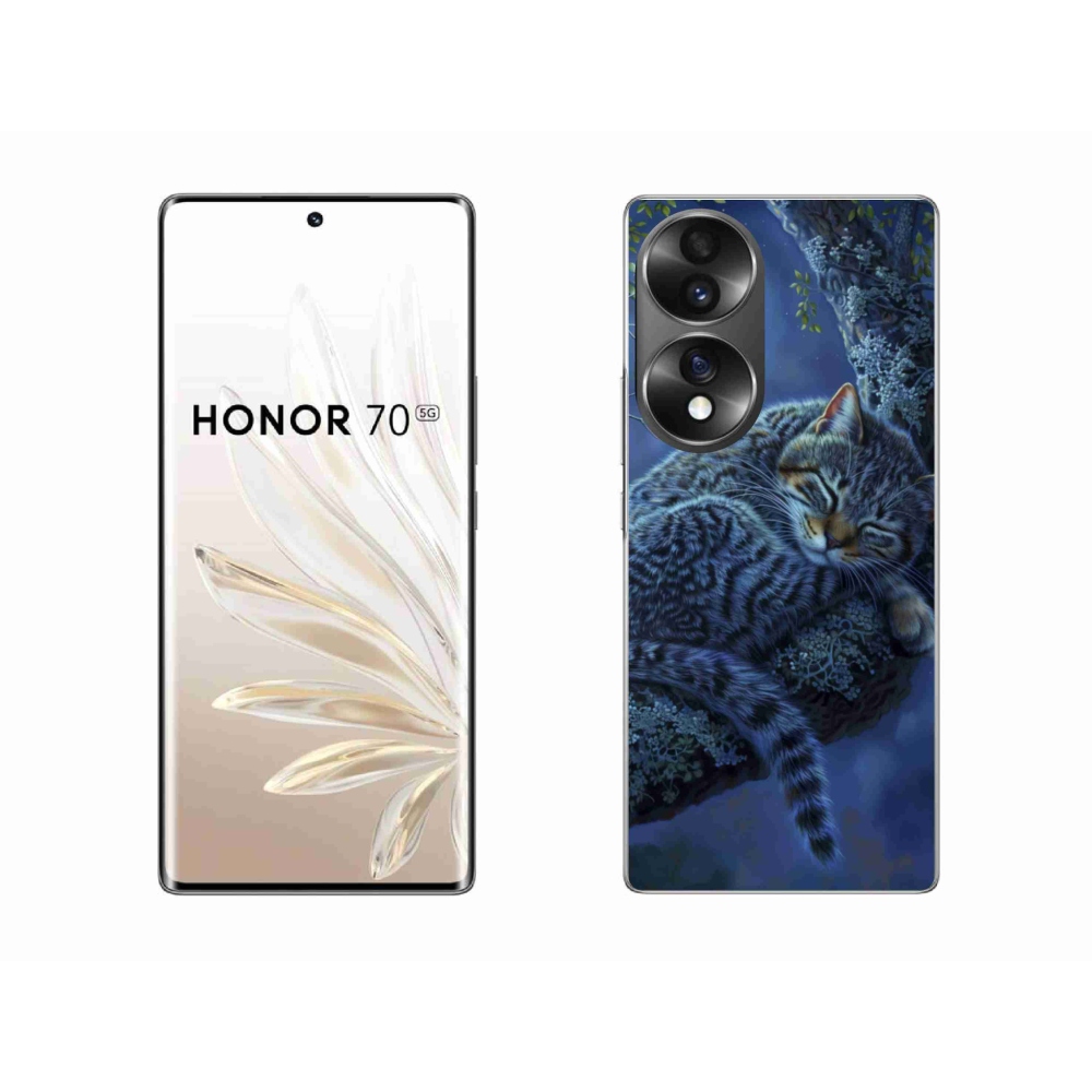 Gelový kryt mmCase na Honor 70 - spící kočka